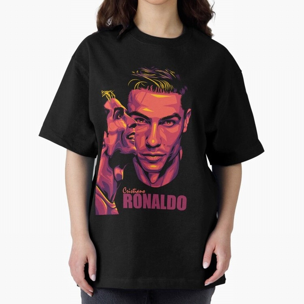 Cristiano Ronaldo Glow in the Dark Oversized T-Shirt Celebrate Rivalries and Pride in FIFA World Cup 2026 Connected to Mbappe and Neymar, Spain and Netherlands Energy, Game Day Rituals, Football Legends, Country Pride and the Road to the Final;