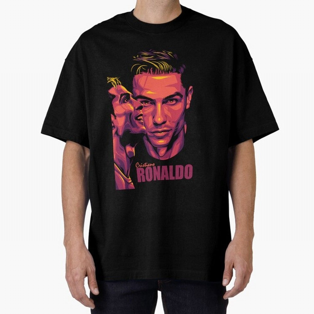 Cristiano Ronaldo Glow in the Dark Oversized T-Shirt Celebrate Rivalries and Pride in FIFA World Cup 2026 Connected to Mbappe and Neymar, Spain and Netherlands Energy, Game Day Rituals, Football Legends, Country Pride and the Road to the Final;