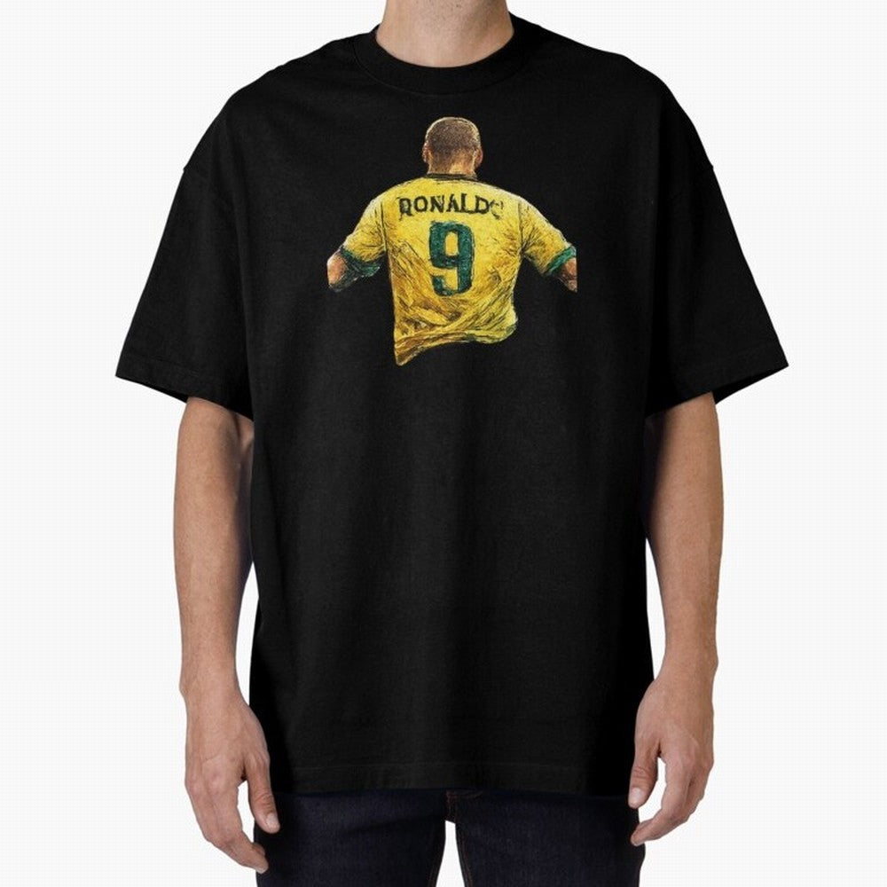 Brazilian Football Legend No.9 Vintage Streetwear Design Oversized T-Shirt Carry the Colors and Pride of the FIFA World Cup 2026 Journey through Neymar Highlights, Portugal, Spain and Germany Pride, Football Passion, Legendary Performances,