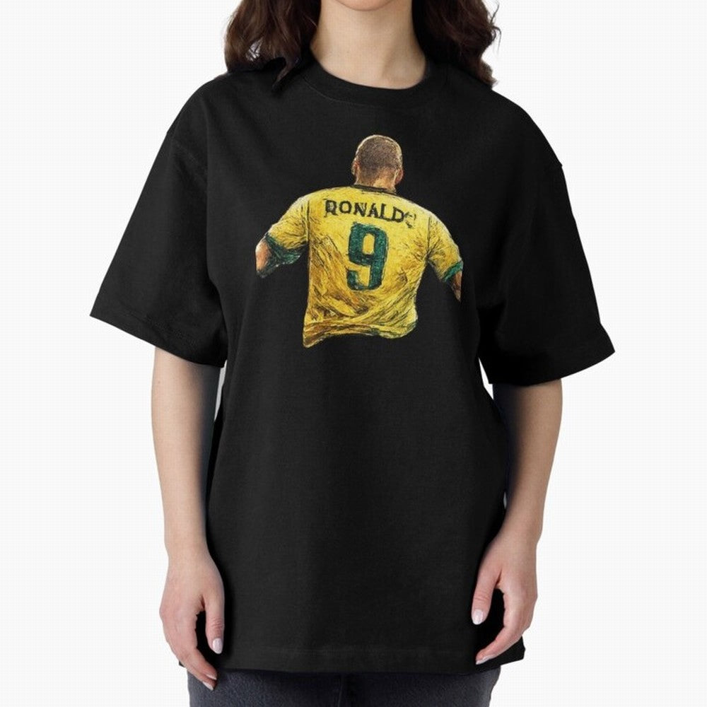 Brazilian Football Legend No.9 Vintage Streetwear Design Oversized T-Shirt Carry the Colors and Pride of the FIFA World Cup 2026 Journey through Neymar Highlights, Portugal, Spain and Germany Pride, Football Passion, Legendary Performances,