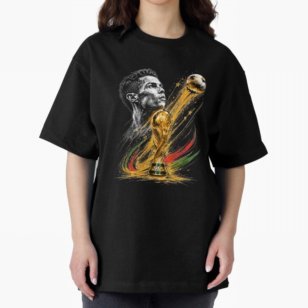 Ronaldo with World Cup Oversized T-Shirt Keep the Match Day Mood of FIFA World Cup 2026 Group Stage Spirit, Celebrating England and Germany, Messi, Neymar and Mbappe, Supporter Pride, Iconic Celebrations, Legendary Names and Global Match Day