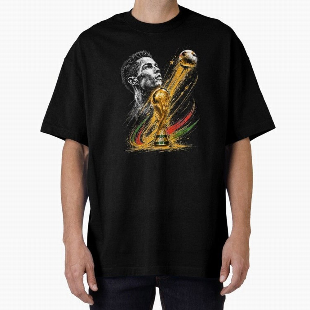 Ronaldo with World Cup Oversized T-Shirt Keep the Match Day Mood of FIFA World Cup 2026 Group Stage Spirit, Celebrating England and Germany, Messi, Neymar and Mbappe, Supporter Pride, Iconic Celebrations, Legendary Names and Global Match Day