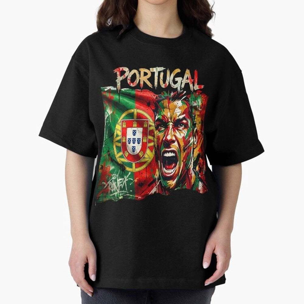 PORTUGAL FOOTBALL TEAM Oversized T-Shirt Remember Iconic Moments from FIFA World Cup 2026 USA Canada Mexico for Fans of Mbappe and Neymar and Netherlands, Bringing Retro Football Energy, Iconic Rivalries, Trophy Chase Drama and Stadium Atmosphere;