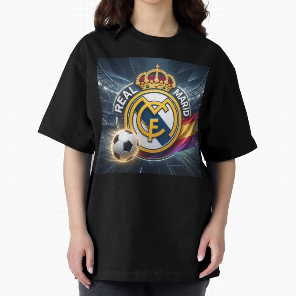 Real Madrid's ball Oversized T-Shirt Discover Match Day Hype around FIFA World Cup 2026 USA Canada Mexico, Messi, CR7 and Mbappe, Argentina and Brazil, Game Day Rituals, Football Legends, Country Pride and the Road to the Final; Ideal for