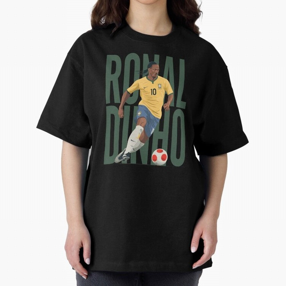 Ronaldinho Gaucho in action Minimalist Graphic Oversized T-Shirt Bring Match Day Fire to FIFA World Cup 2026 Group Stage Spirit, Made for Spain, Haaland, Football Passion, Legendary Performances, Festival Vibes and Supporter Community; Ideal for