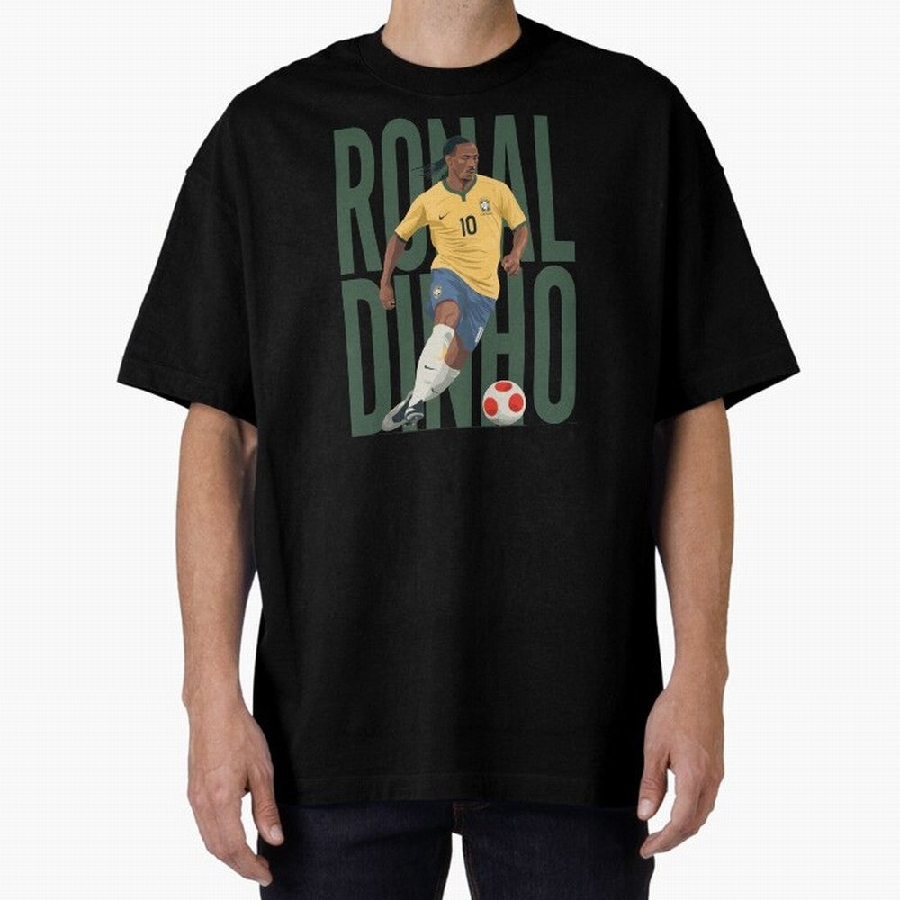 Ronaldinho Gaucho in action Minimalist Graphic Oversized T-Shirt Bring Match Day Fire to FIFA World Cup 2026 Group Stage Spirit, Made for Spain, Haaland, Football Passion, Legendary Performances, Festival Vibes and Supporter Community; Ideal for