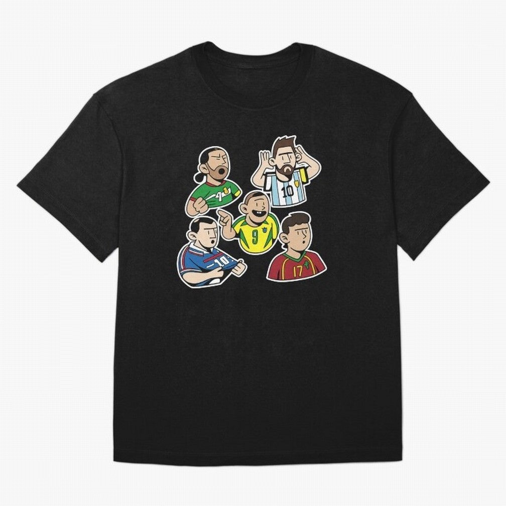 Soccer players Oversized T-Shirt Represent Global Football Passion for FIFA World Cup 2026 USA Canada Mexico, Inspired by Messi, CR7 and Mbappe, Portugal, Worldwide Fan Energy, Dramatic Goals, Stadium Lights and Championship Celebrations; Ideal for