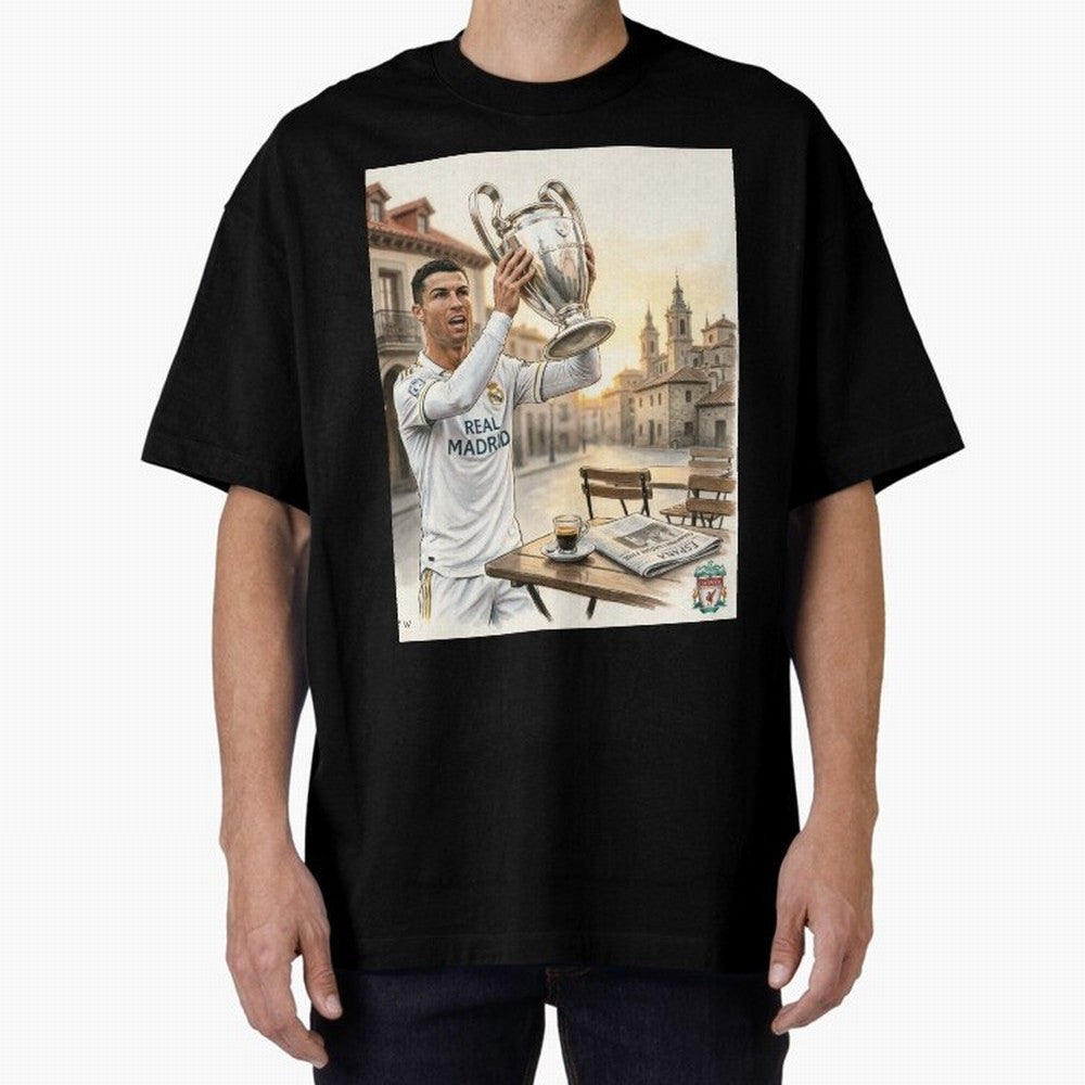 Madrid Oversized T-Shirt Celebrate Fan Culture around FIFA World Cup 2026 Group Stage for Fans of Cristiano Ronaldo and Argentina and Brazil, Bringing Soccer Culture, Superstar Moments, National Team Dreams and Competitive Fire; Ideal for Fans Who