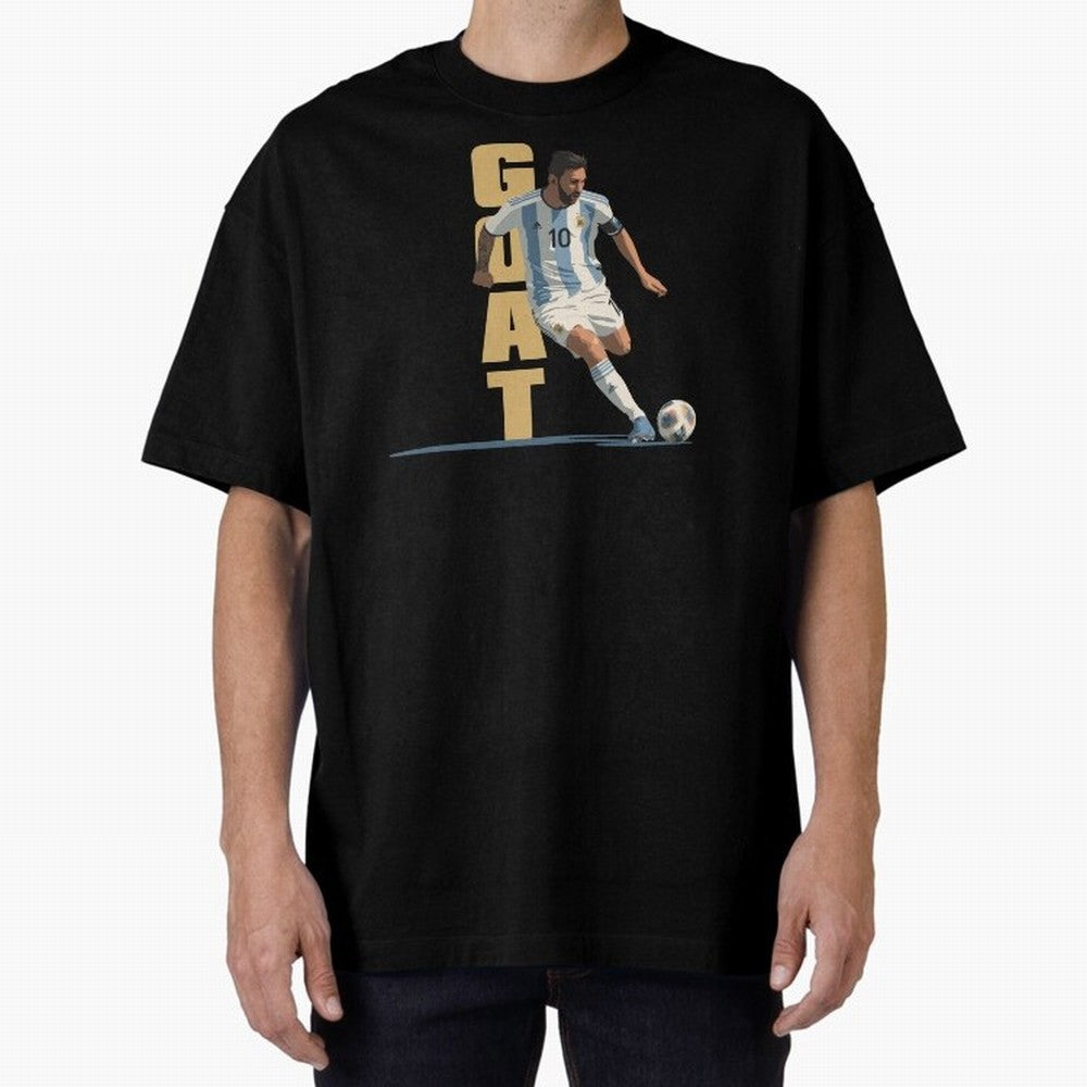 Messi in action GOAT Minimalist Graphic Oversized T-Shirt Fuel Your Fan Pride for Global Football Passion for FIFA World Cup 2026 USA Canada Mexico, Capturing Messi, France and Portugal, Championship Spirit, Famous Goals, Roaring Crowds and