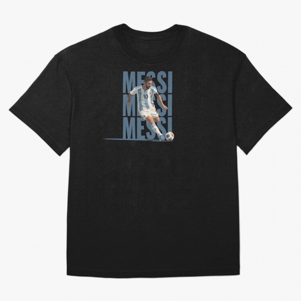 Messi in action Minimalist Graphic Oversized T-Shirt Discover FIFA World Cup 2026 USA Canada Mexico for Fans of Neymar and France and Portugal, Bringing Sports Nostalgia, International Competition, Famous Players and Unforgettable Victories; Made