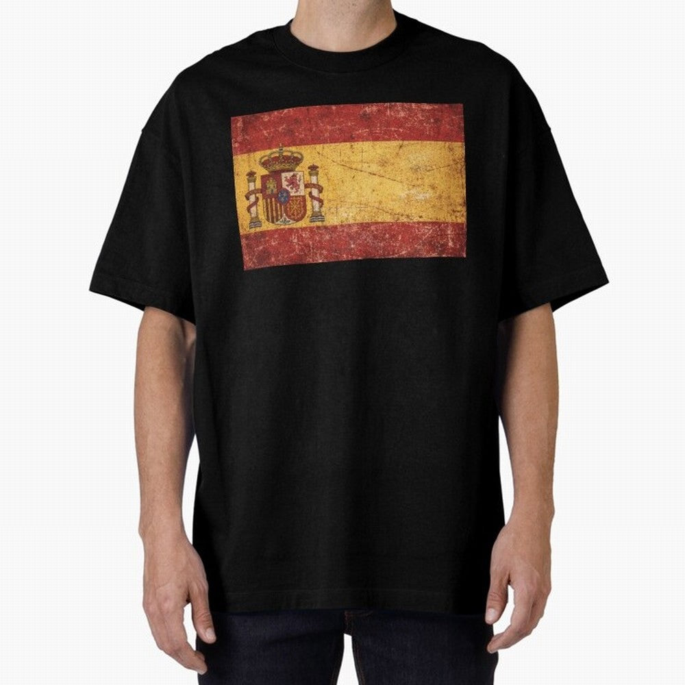 Vintage Distressed Spanish Flag Oversized T-Shirt Celebrate Every Goal in FIFA World Cup 2026 USA Canada Mexico for Fans of Haaland and Mbappe and Argentina, France and Brazil, Bringing Tournament Hype, Historic Matchups, Family Viewing Parties and