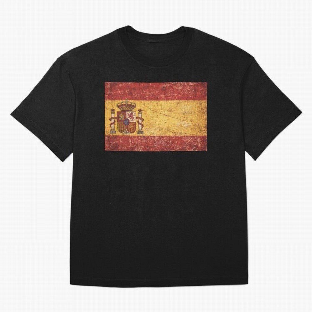 Vintage Distressed Spanish Flag Oversized T-Shirt Celebrate Every Goal in FIFA World Cup 2026 USA Canada Mexico for Fans of Haaland and Mbappe and Argentina, France and Brazil, Bringing Tournament Hype, Historic Matchups, Family Viewing Parties and