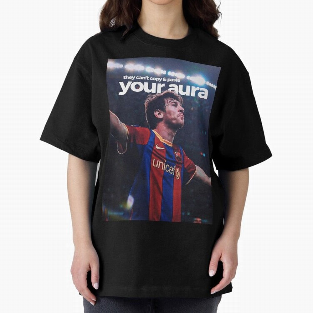 Lionel Messi - They can't copy & paste your aura Oversized T-Shirt Bring Champion Energy into the FIFA World Cup 2026 Group Stage Journey through Cristiano Ronaldo Highlights, Argentina Pride, Soccer Culture, Superstar Moments, National Team Dreams