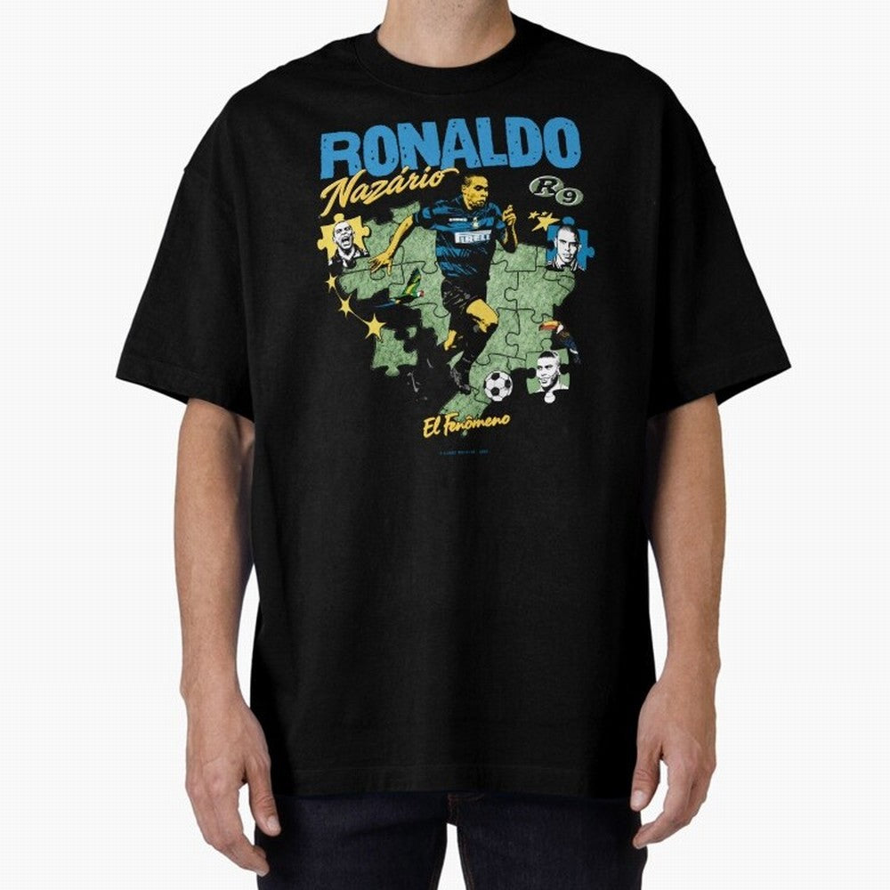 R9 Ronaldo Nazario Retro Brazil Soccer Oversized T-Shirt Relive the Noise and Pride of FIFA World Cup 2026 USA Canada Mexico Made for CR7, France Energy, Soccer Culture, Superstar Moments, National Team Dreams and Competitive Fire; Ideal for
