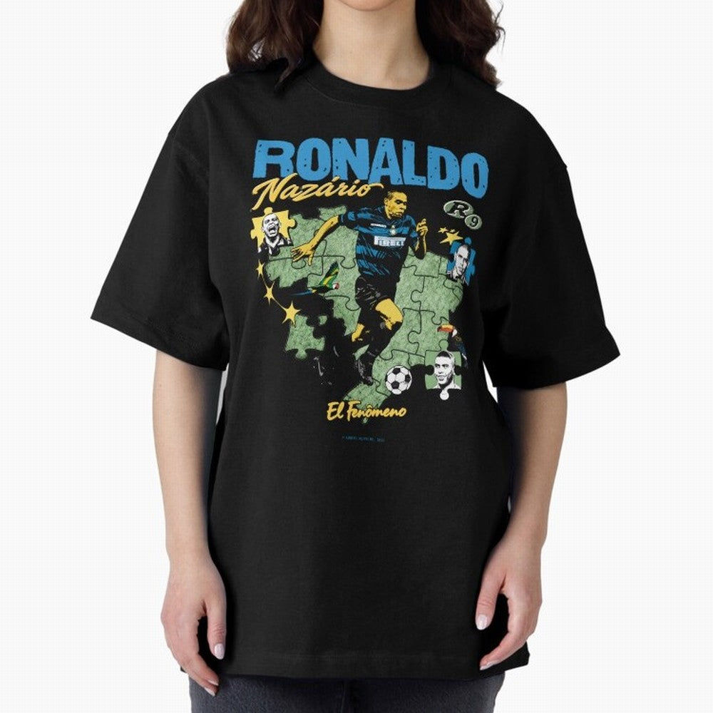 R9 Ronaldo Nazario Retro Brazil Soccer Oversized T-Shirt Relive the Noise and Pride of FIFA World Cup 2026 USA Canada Mexico Made for CR7, France Energy, Soccer Culture, Superstar Moments, National Team Dreams and Competitive Fire; Ideal for