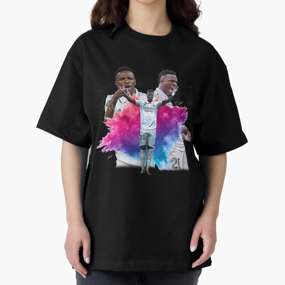 Fanart Vinicius Junior Merch Oversized T-Shirt Show Love for Legendary Goals in FIFA World Cup 2026 Spirit, Driven by France, CR7 and Messi, Fan Favorite Moments, National Team Passion, Big Match Drama and Soccer History; Perfect for Supporters Who