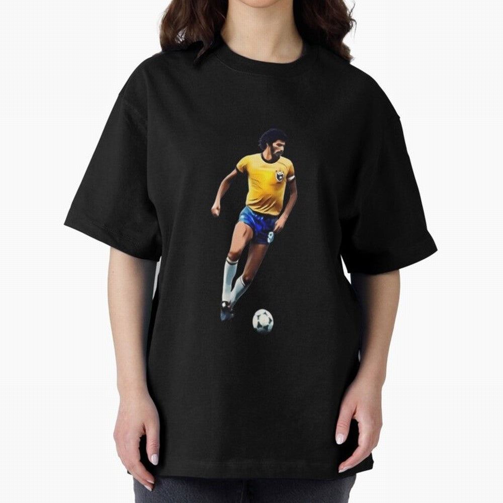 Legends Of The Beautiful Game Cartoon Collection Legends Socrates Cartoon Artwork9 Oversized T-Shirt Celebrate Supporters United by Match Day Hype around FIFA World Cup 2026, Haaland and Mbappe, Spain and Netherlands, Retro Football Energy, Iconic
