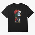 Messi Ronaldo Chit Chat Illustration Oversized T-Shirt Turn Every Weekend Toward FIFA World Cup 2026 Filled with Messi, Brazil Energy, Retro Football Energy, Iconic Rivalries, Trophy Chase Drama and Stadium Atmosphere; Ideal for Fans Who Follow