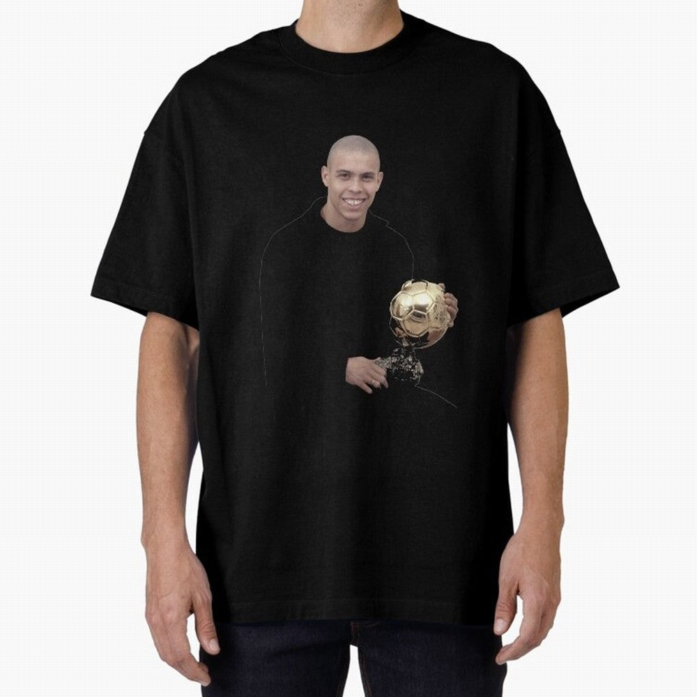 Ronaldo Iconic Ballon d¡¯Or Football Art Oversized T-Shirt Celebrate Supporters United by FIFA World Cup 2026 Connected to Mbappe, Netherlands Energy, Classic Soccer Heritage, Championship Pressure, Fan Loyalty and International Pride; Made for Die