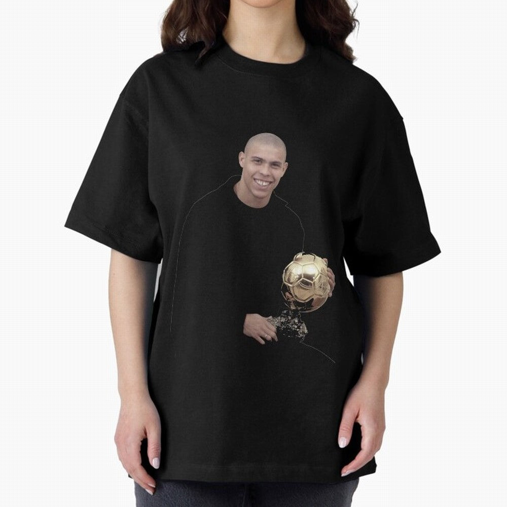 Ronaldo Iconic Ballon d¡¯Or Football Art Oversized T-Shirt Celebrate Supporters United by FIFA World Cup 2026 Connected to Mbappe, Netherlands Energy, Classic Soccer Heritage, Championship Pressure, Fan Loyalty and International Pride; Made for Die