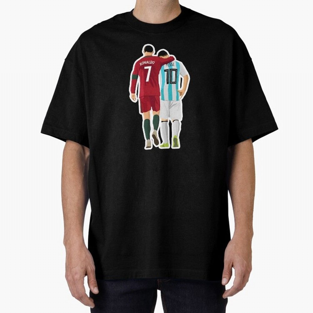 Ronaldo & Messi Oversized T-Shirt Show Match Day Excitement for FIFA World Cup 2026 Group Stage for Fans of Messi and England and Germany, Bringing Global Supporter Spirit, Legendary Goals, National Colors and Tournament Celebration; Great for