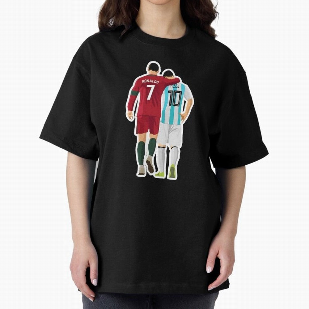 Ronaldo & Messi Oversized T-Shirt Show Match Day Excitement for FIFA World Cup 2026 Group Stage for Fans of Messi and England and Germany, Bringing Global Supporter Spirit, Legendary Goals, National Colors and Tournament Celebration; Great for