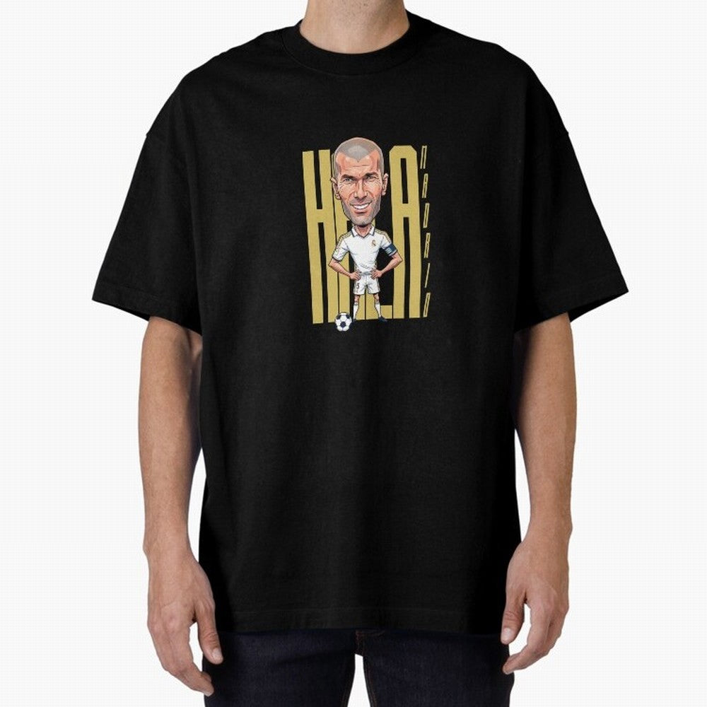 Caricature of Zin¨¦dine Zidane Hala Madrid Oversized T-Shirt Relive the FIFA World Cup 2026 USA Canada Mexico Journey through Neymar, Haaland and Cristiano Ronaldo Highlights, Argentina, France and Brazil Pride, Stadium Chants, National Pride,