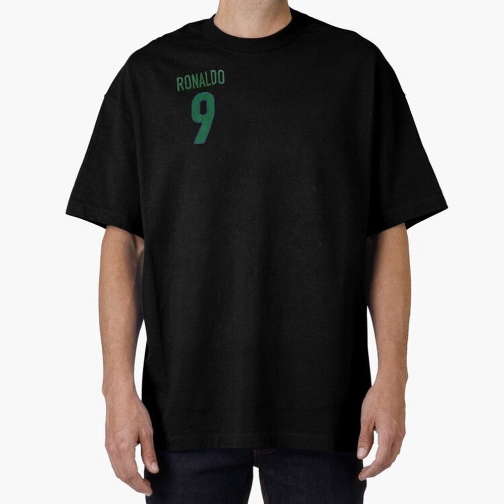Ronaldo 9 Brazil Back of the shirt Oversized T-Shirt Join the Global Buzz around Global Football Passion for FIFA World Cup 2026 Group Stage, Celebrating Messi, Neymar and Mbappe, England and Germany, Stadium Chants, National Pride, Trophy Dreams