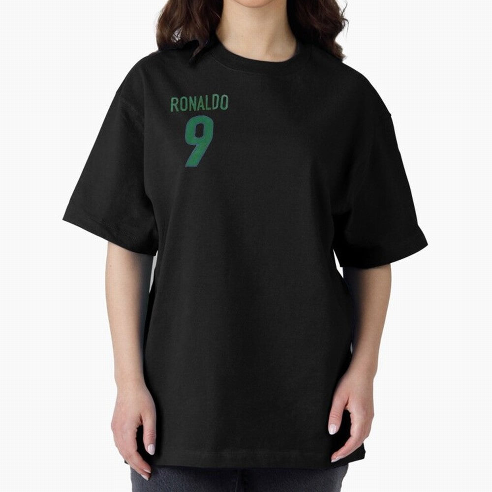 Ronaldo 9 Brazil Back of the shirt Oversized T-Shirt Join the Global Buzz around Global Football Passion for FIFA World Cup 2026 Group Stage, Celebrating Messi, Neymar and Mbappe, England and Germany, Stadium Chants, National Pride, Trophy Dreams