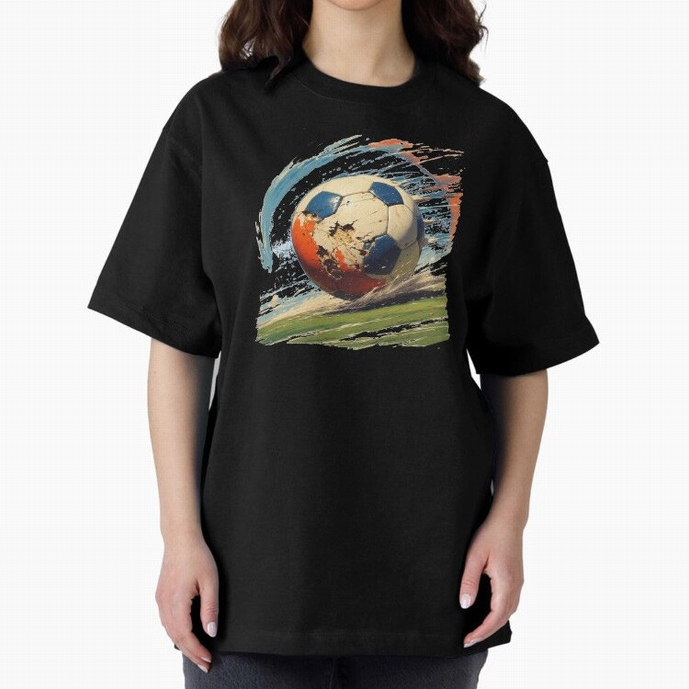 Soccer Ball in Fight Oversized T-Shirt Celebrate the Biggest Stage of Match Day Hype around FIFA World Cup 2026 Group Stage, Messi, Neymar and Mbappe, Spain and Netherlands, Football Festival Excitement, Trophy Ambitions, Country Rivalries and Star