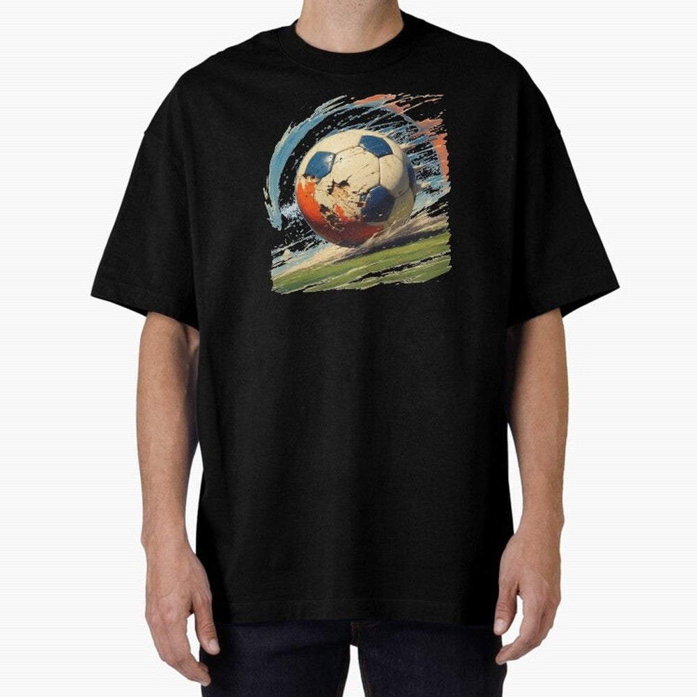 Soccer Ball in Fight Oversized T-Shirt Celebrate the Biggest Stage of Match Day Hype around FIFA World Cup 2026 Group Stage, Messi, Neymar and Mbappe, Spain and Netherlands, Football Festival Excitement, Trophy Ambitions, Country Rivalries and Star