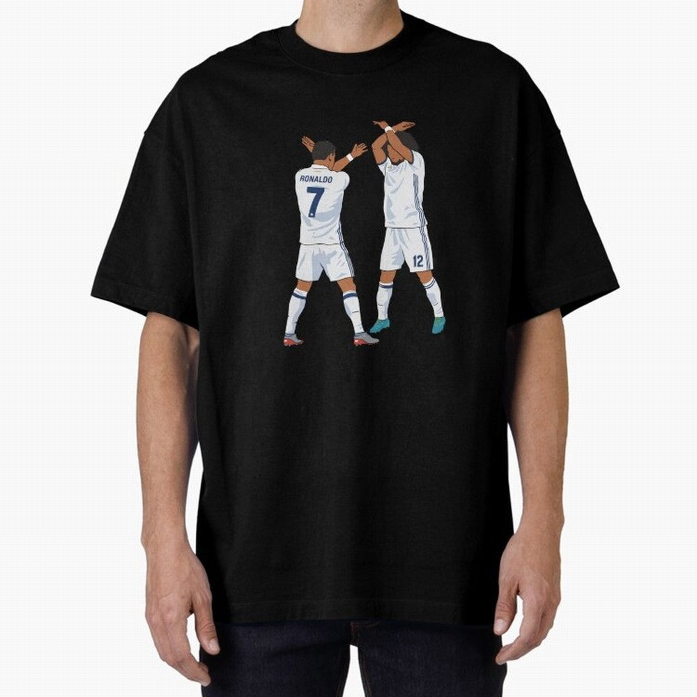 Ronaldo Madrid Celebration Duo Oversized T-Shirt Follow FIFA World Cup 2026 Group Stage Spirit, Centered on Netherlands, Messi, CR7 and Mbappe, Supporter Pride, Iconic Celebrations, Legendary Names and Global Match Day Energy; Made for Collectors