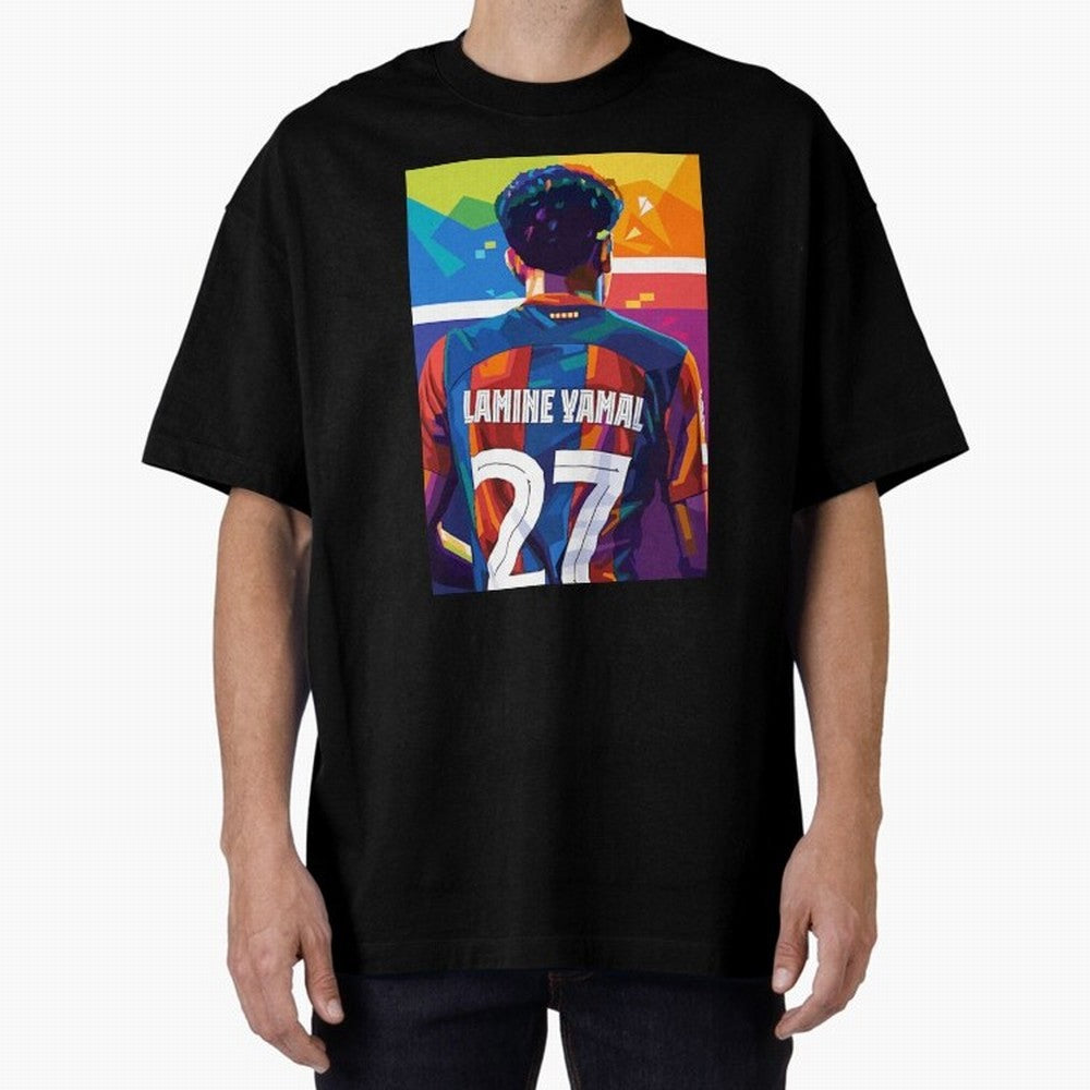 Lamine Yamal Wpap Pop Art Oversized T-Shirt Bring Trophy Dreams to FIFA World Cup 2026 Spirit, Highlighting Germany, Messi, Goal Celebration Energy, Supporter Heritage, Football Icons and Worldwide Tournament Joy; Made for Die Hard Supporters,