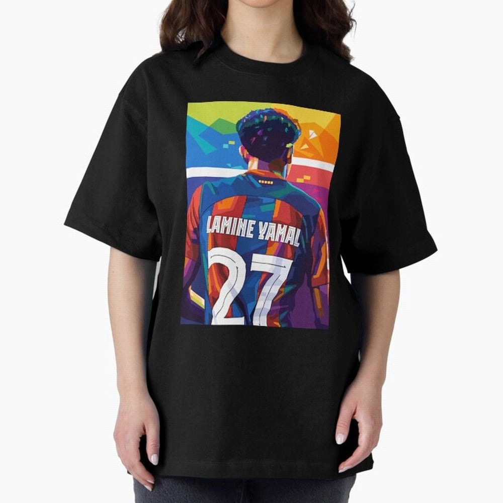 Lamine Yamal Wpap Pop Art Oversized T-Shirt Bring Trophy Dreams to FIFA World Cup 2026 Spirit, Highlighting Germany, Messi, Goal Celebration Energy, Supporter Heritage, Football Icons and Worldwide Tournament Joy; Made for Die Hard Supporters,
