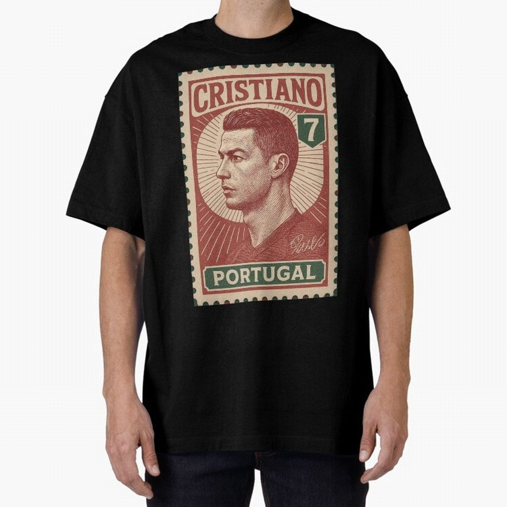 Vintage Portuguese Football Legend No.7 Poster, sticker ¨C Retro Soccer Icon Art for Fans of Manchester, Madrid & Juventus Oversized T-Shirt Enjoy FIFA World Cup 2026 Group Stage for Fans of Haaland and Mbappe and Germany, Bringing Worldwide Fan