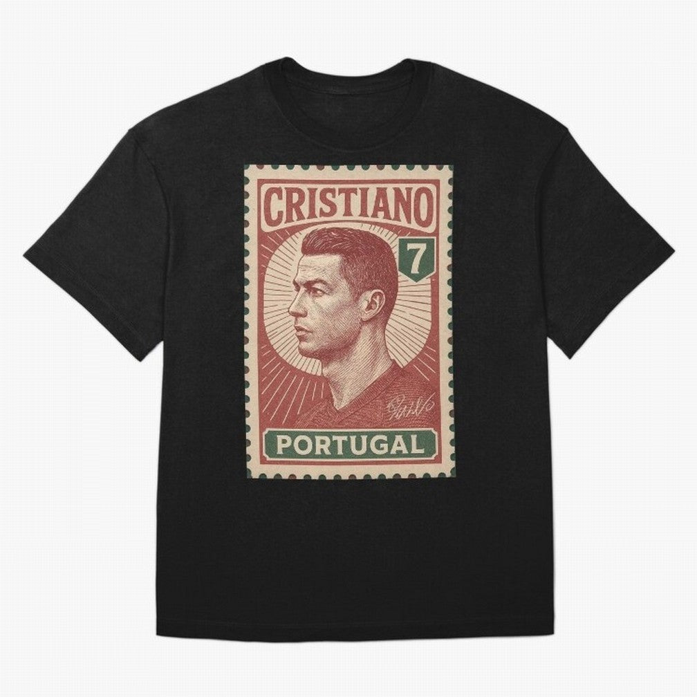 Vintage Portuguese Football Legend No.7 Poster, sticker ¨C Retro Soccer Icon Art for Fans of Manchester, Madrid & Juventus Oversized T-Shirt Enjoy FIFA World Cup 2026 Group Stage for Fans of Haaland and Mbappe and Germany, Bringing Worldwide Fan