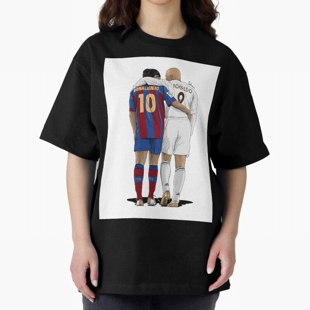 Ronaldinho & Ronaldo R9 Classic Football Legend - La Liga Derby Oversized T-Shirt Show Your Tournament Heart for Match Day Hype around FIFA World Cup 2026 Group Stage, Mbappe, England and Germany, Classic Soccer Heritage, Championship Pressure, Fan
