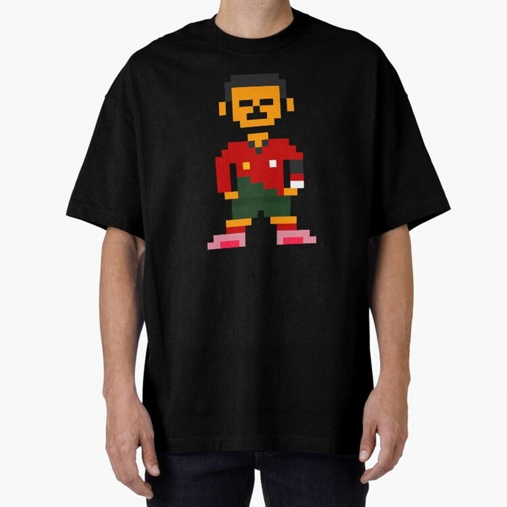 Pixel Pose Ronaldo Oversized T-Shirt Capture Global Football Passion for FIFA World Cup 2026 USA Canada Mexico, Filled with Haaland and Mbappe, England, France and Netherlands, Championship Spirit, Famous Goals, Roaring Crowds and International