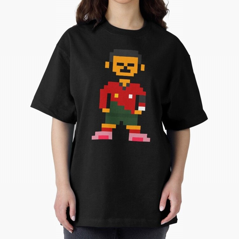 Pixel Pose Ronaldo Oversized T-Shirt Capture Global Football Passion for FIFA World Cup 2026 USA Canada Mexico, Filled with Haaland and Mbappe, England, France and Netherlands, Championship Spirit, Famous Goals, Roaring Crowds and International