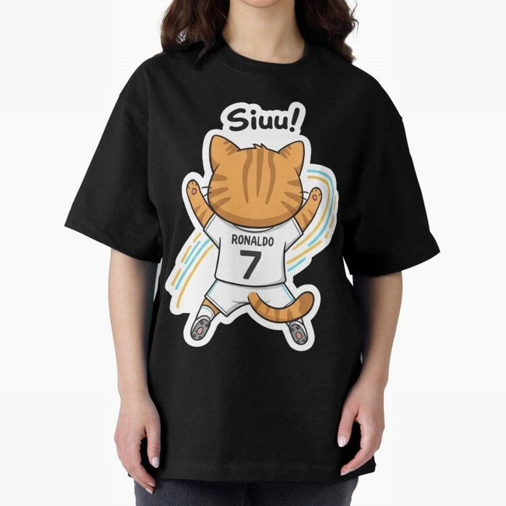 Kitten - Funny Siuuu Celebration Cat Meme | Ronaldo Oversized T-Shirt Bring Bold Fan Energy to the FIFA World Cup 2026 USA Canada Mexico Journey through Cristiano Ronaldo, Haaland and CR7 Highlights, Spain and Netherlands Pride, Soccer Culture,