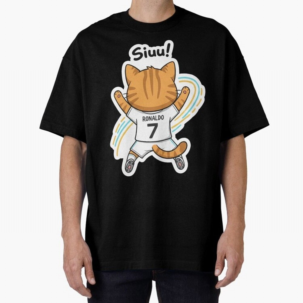 Kitten - Funny Siuuu Celebration Cat Meme | Ronaldo Oversized T-Shirt Bring Bold Fan Energy to the FIFA World Cup 2026 USA Canada Mexico Journey through Cristiano Ronaldo, Haaland and CR7 Highlights, Spain and Netherlands Pride, Soccer Culture,
