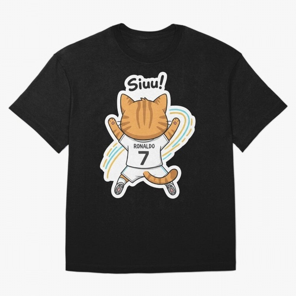 Kitten - Funny Siuuu Celebration Cat Meme | Ronaldo Oversized T-Shirt Bring Bold Fan Energy to the FIFA World Cup 2026 USA Canada Mexico Journey through Cristiano Ronaldo, Haaland and CR7 Highlights, Spain and Netherlands Pride, Soccer Culture,