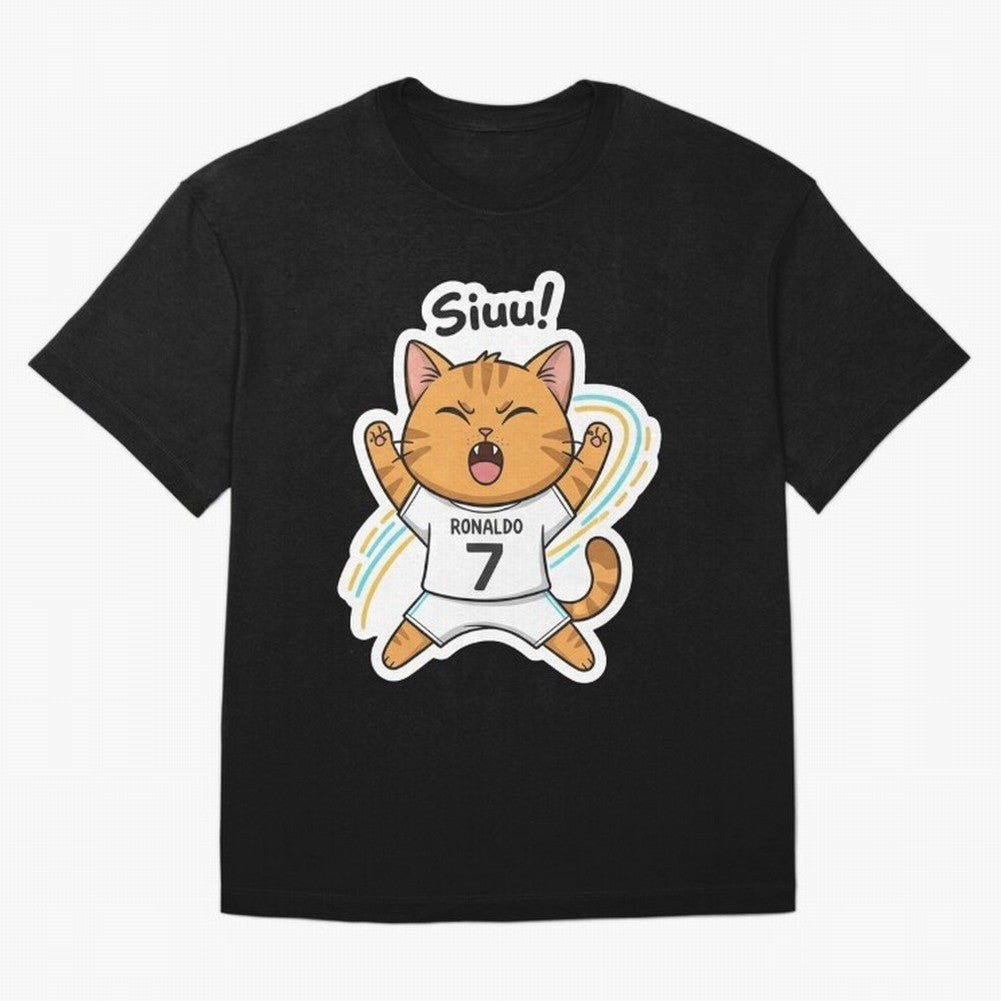 Kitten - Funny Siuuu Celebration Cat Meme | Ronaldo Oversized T-Shirt Carry the Colors and Pride of Global Football Passion for FIFA World Cup 2026, Celebrating Messi, Brazil, Portugal and Argentina, Vintage Soccer Flavor, Modern Football Stars,