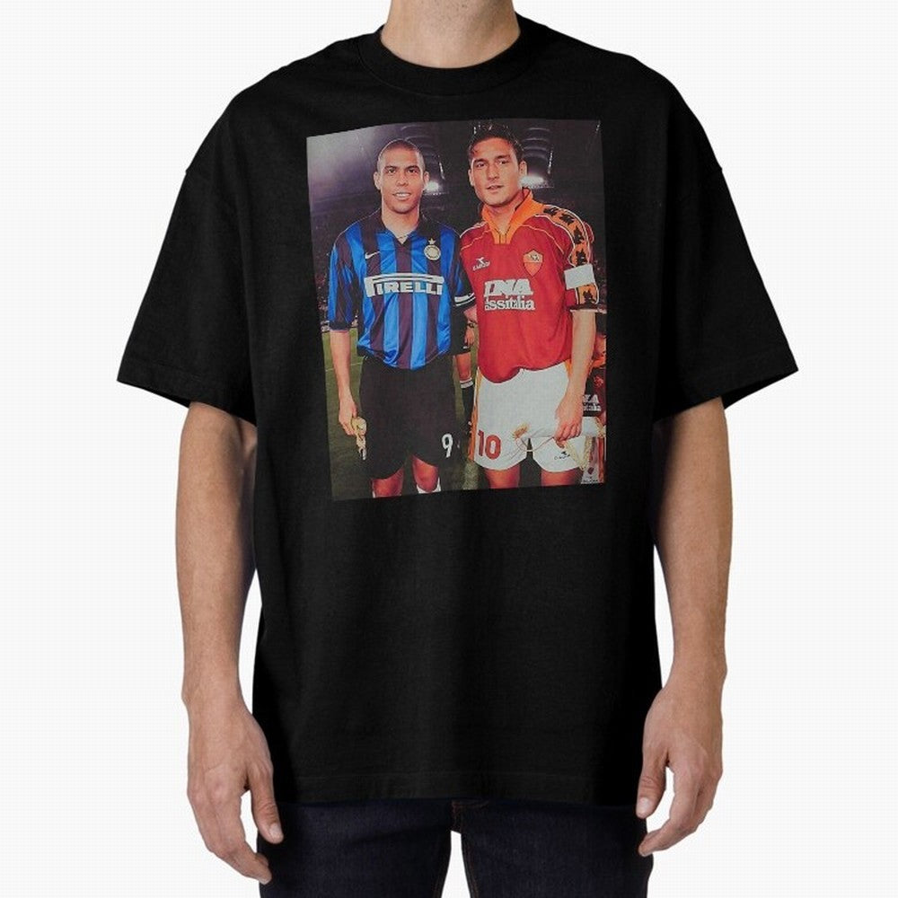 Clash of Class. Francesco Totti and Ronaldo Nazario sometime in the 90s. Oversized T-Shirt Show Match Day Excitement for the FIFA World Cup 2026 USA Canada Mexico Journey through Haaland and Mbappe Highlights, France Pride, Championship Spirit,