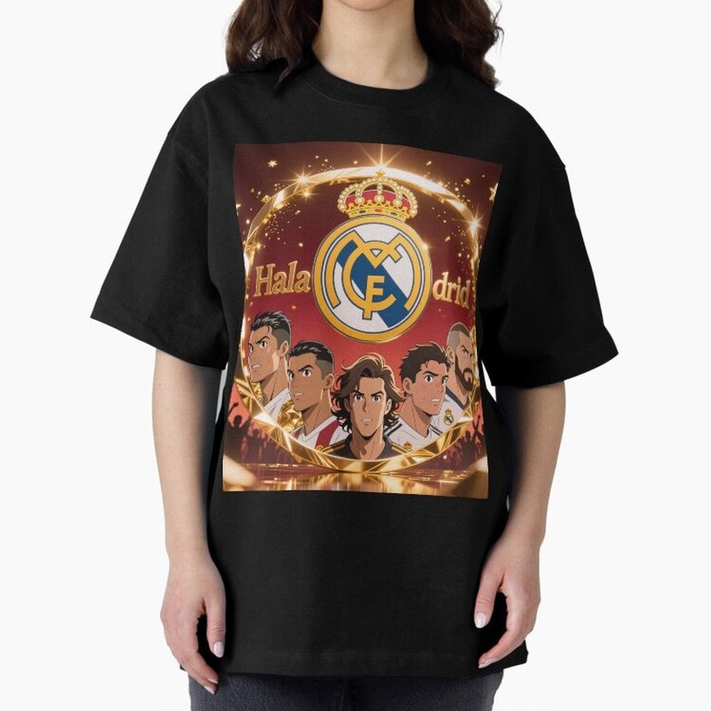 Estrellas del Real Madrid Oversized T-Shirt Relive the Noise and Pride of Global Football Passion for FIFA World Cup 2026 Group Stage, Driven by Haaland and Mbappe, Argentina and Brazil, Match Day Excitement, Supporter Culture, Golden Goals and