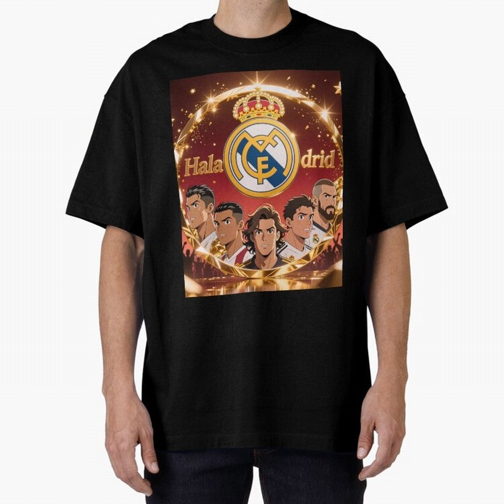 Estrellas del Real Madrid Oversized T-Shirt Relive the Noise and Pride of Global Football Passion for FIFA World Cup 2026 Group Stage, Driven by Haaland and Mbappe, Argentina and Brazil, Match Day Excitement, Supporter Culture, Golden Goals and