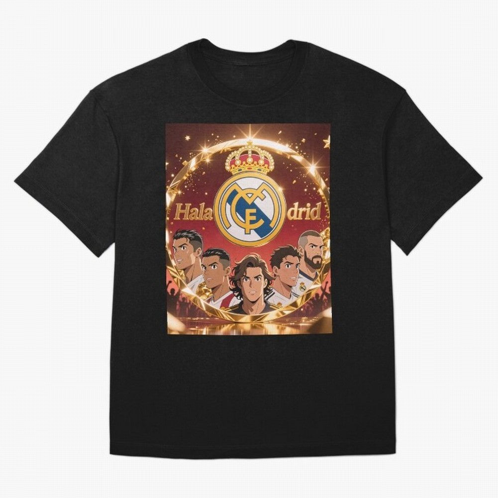 Estrellas del Real Madrid Oversized T-Shirt Relive the Noise and Pride of Global Football Passion for FIFA World Cup 2026 Group Stage, Driven by Haaland and Mbappe, Argentina and Brazil, Match Day Excitement, Supporter Culture, Golden Goals and