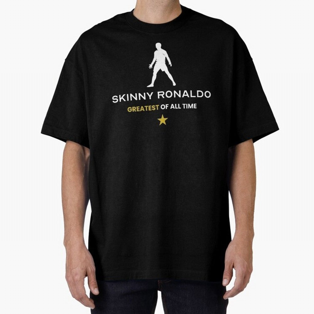 Skinny Ronaldo The Greatest Of All Time White Oversized T-Shirt Bring the FIFA World Cup 2026 USA Canada Mexico Journey through Messi, Neymar and Mbappe Highlights, Spain and Netherlands Pride, Global Supporter Spirit, Legendary Goals, National