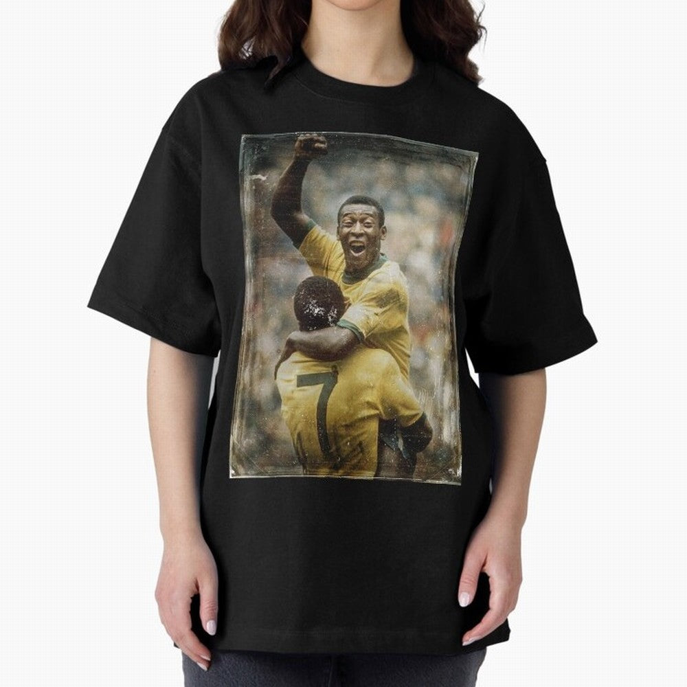 Pele Celebration Vintage Oversized T-Shirt Celebrate Rivalries and Pride in FIFA World Cup 2026 USA Canada Mexico for Fans of Messi and Argentina, Bringing Classic Soccer Heritage, Championship Pressure, Fan Loyalty and International Pride; Perfect