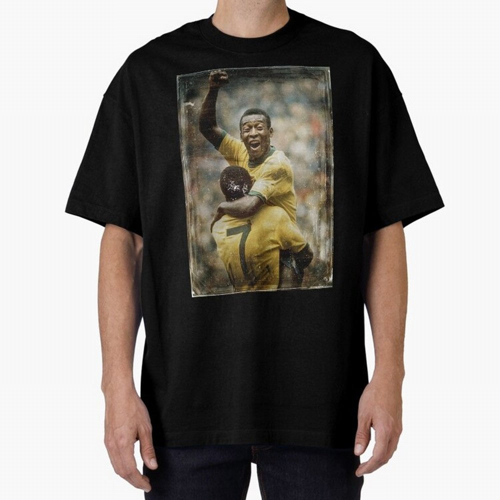 Pele Celebration Vintage Oversized T-Shirt Celebrate Rivalries and Pride in FIFA World Cup 2026 USA Canada Mexico for Fans of Messi and Argentina, Bringing Classic Soccer Heritage, Championship Pressure, Fan Loyalty and International Pride; Perfect